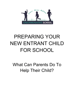 New Entrant Parent Information booklet