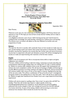 Autumn Term 2016 Newsletter - Charles Kingsley`s Primary School