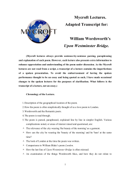 Mycroft Notes &ndash; 7 William Wordsworth