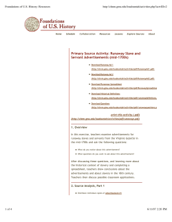 Primary Source Activity: Runaway Slave and Servant