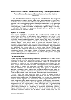 Introduction: Conflict and Peacemaking: Gender perceptions
