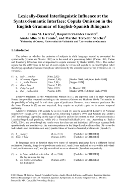 Lexically-Based Interlinguistic Influence at the Syntax