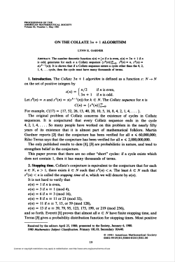 COLLATZ 3n + 1 ALGORITHM - American Mathematical Society