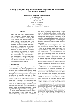 Finding synonyms using automatic word alignment and measures of