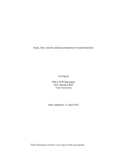 Stasis, flow, and the political production of mental disorders Val