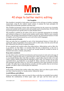 40 steps to better metric editing