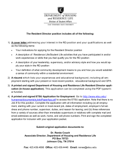 The Resident Director position includes all of the following: 1) A