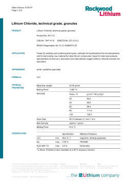 Lithium Chloride, technical grade, granules