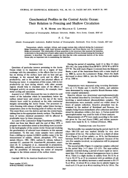 Geochemical profiles in the central Arctic Ocean Their relation to