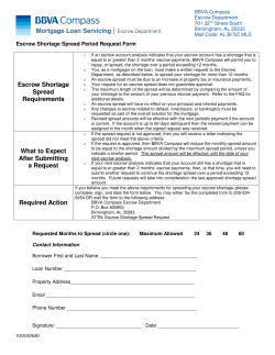 Escrow Shortage Spread Form