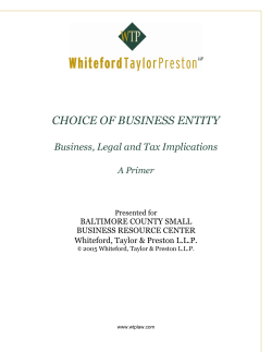 Choosing a Business Entity - Baltimore County Chamber of Commerce