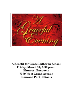 A Benefit for Grace Lutheran School Friday, March 31, 6:30 p.m.