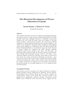 The Historical Development of Private Education in Canada