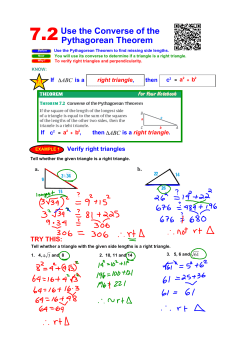 7.2Use the Converse of the Pythagorean Theorem