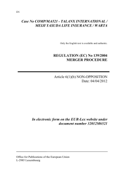 Case No COMP/M.6521 - TALANX INTERNATIONAL / MEIJI