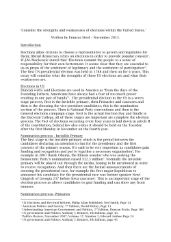strengths and weaknesses of elections within the United States