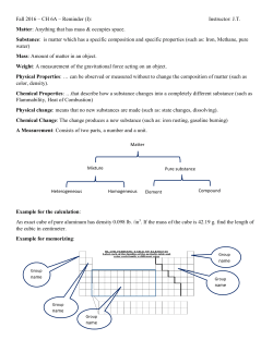 Fall 2016 &ndash; CH 6A &ndash; Reminder (I): Instructor: J.T. Matter: Anything