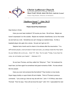 April 24&mdash;Stubborn hearts - The Ministries of Christ Lutheran