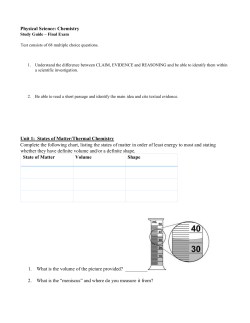 Physical Science: Chemistry Unit 1: States of Matter/Thermal