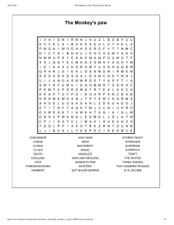 The Monkey`s Paw Word Search Puzzle