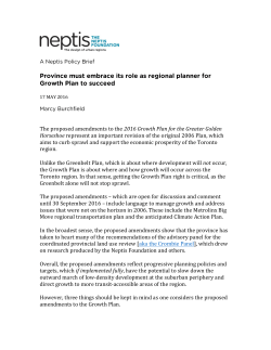 The proposed amendments to the 2016 Growth Plan for the Greater