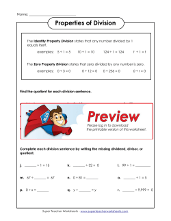 Properties of Division - Super Teacher Worksheets