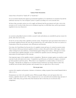 Station 1 Laissez Faire Economics Laissez Faire is French for