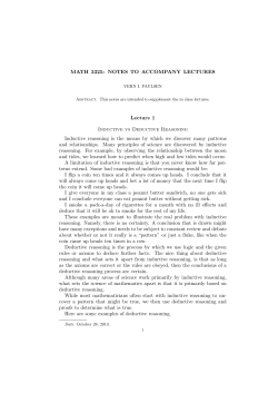 MATH 3325: NOTES TO ACCOMPANY LECTURES Lecture 1