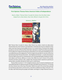 First Opinion: Thomas Paine: America&acirc;&bull;Žs Father of Independence