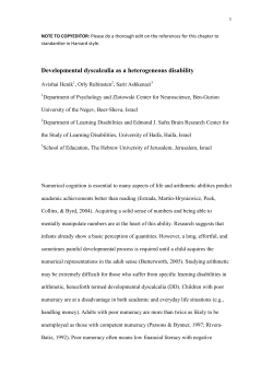 Developmental dyscalculia as a heterogeneous disability. In R