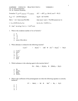 1 JASPERSE CHEM 210 PRACTICE TEST 4 VERSION 1 Ch. 19