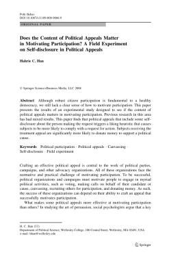 Does the Content of Political Appeals Matter in Motivating