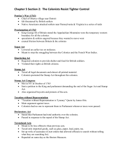 Chapter 5 Section 2: The Colonists Resist Tighter Control