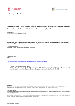 University of Groningen Unity or diversity? Task profiles of
