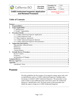 CAISO Authorized Inspector Application and Renewal Procedure