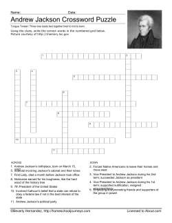 Andrew Jackson Crossword Puzzle