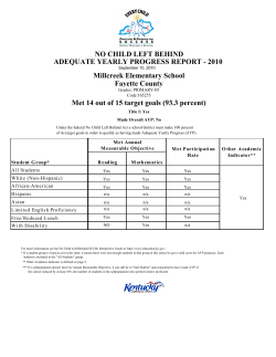 Met 14 out of 15 target goals (93.3 percent) Fayette County Millcreek