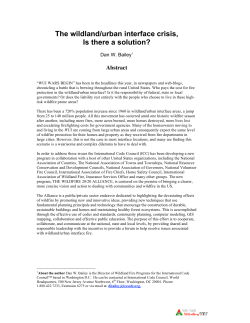The wildland/urban interface crisis, Is there a solution? Dan W. Bailey