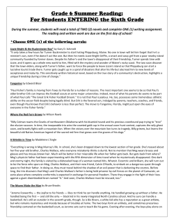 During the summer, students will read a total of TWO (2) novels and