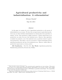 Agricultural productivity and industrialization: A