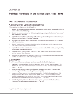 Political Paralysis in the Gilded Age, 1869-1896