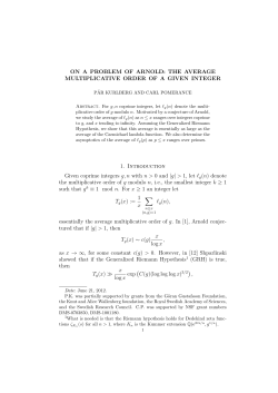 On a problem of Arnold: the average multiplicative order of a given