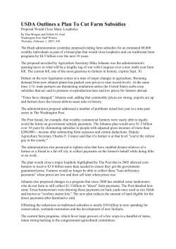 USDA Outlines a Plan To Cut Farm Subsidies