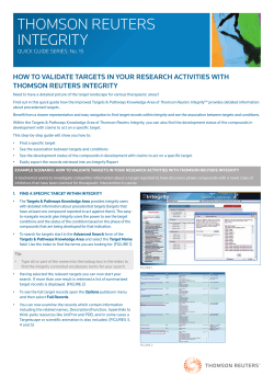 Thomson Reuters Integrity Quick Guide Series: No. 15