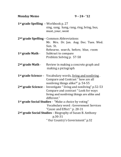 Monday Memo 9 &ndash; 24&ndash; `12 1st grade Spelling
