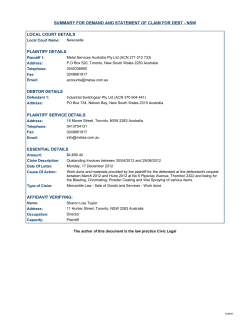 SUMMARY FOR DEMAND AND STATEMENT OF CLAIM FOR