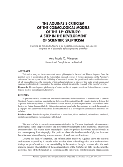 THE AQUINAS`S CRITICISM OF THE COSMOLOGICAL