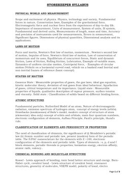 STOREKEEPER SYLLABUS