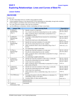 Unit 3 Exploring Relationships: Lines and