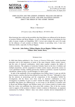 john dalton and the london atomists: william and bryan higgins